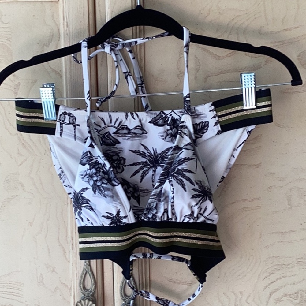 Xhilaration Black and White Palm Print Bikini